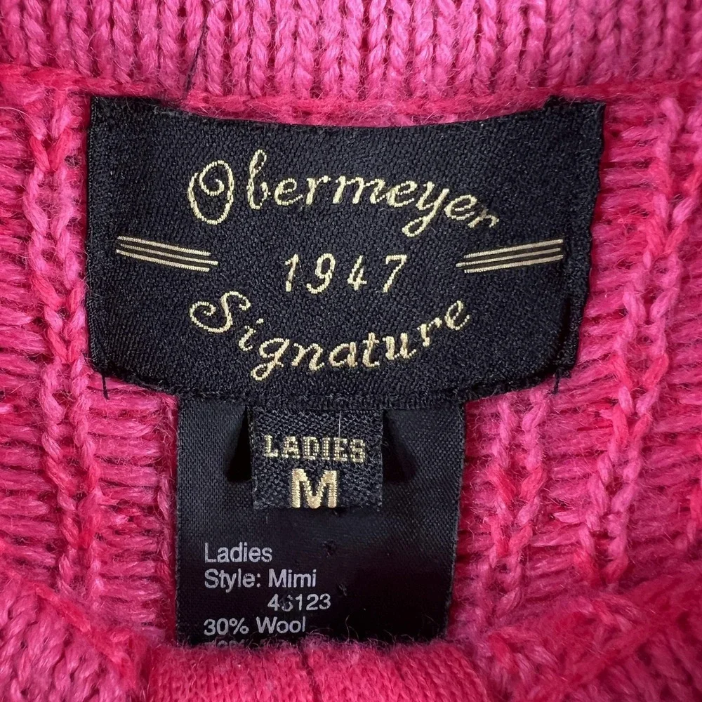 Obermeyer Sweater Womens Medium Pink Mimi 1/4 Zip Fair Isle‎ Ski Wool Blend - Picture 3 of 13